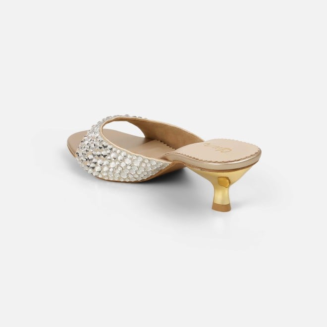 Cheemo Women Gold Party Slip Ons (SKU: 92-286-15-37)