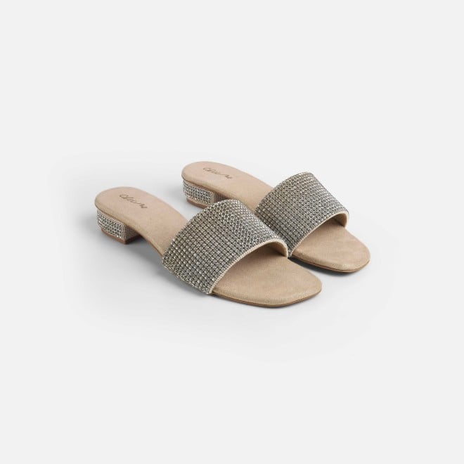 Cheemo Women Gold Party Slip Ons (SKU: 92-287-15-37)