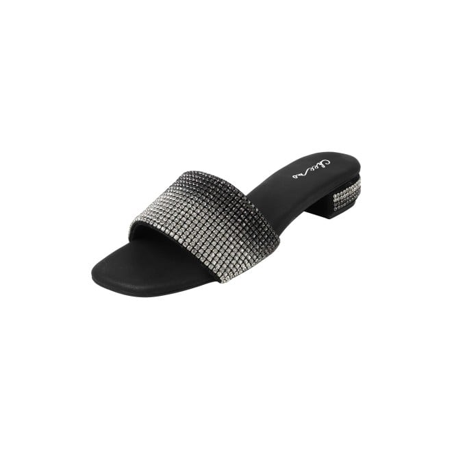 Cheemo Women Black Party Slip Ons (SKU: 92-287-11-37)