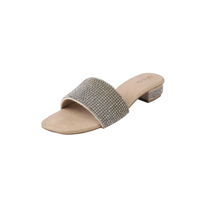 Cheemo Women Gold Party Slip Ons (SKU: 92-287-15-37)