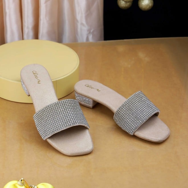 Cheemo Women Gold Party Slip Ons (SKU: 92-287-15-37)