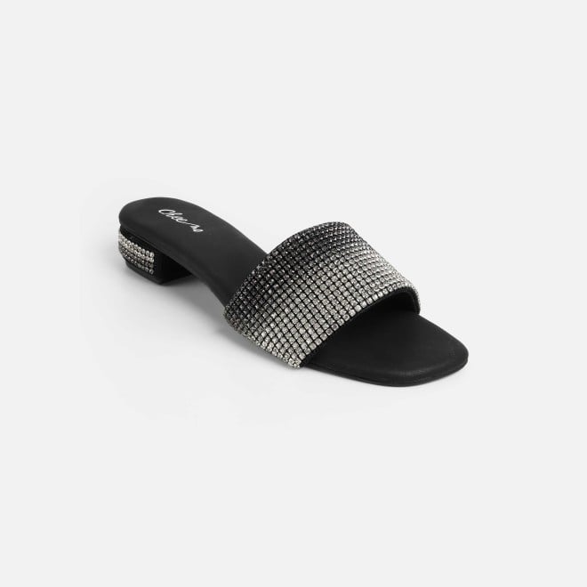 Cheemo Women Black Party Slip Ons (SKU: 92-287-11-37)