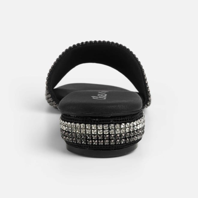 Cheemo Women Black Party Slip Ons (SKU: 92-287-11-37)