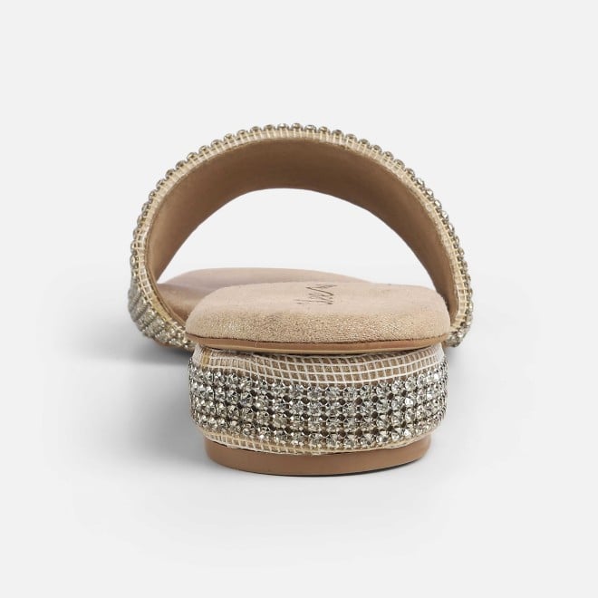 Cheemo Women Gold Party Slip Ons (SKU: 92-287-15-37)