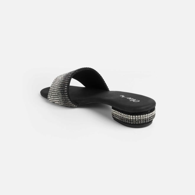 Cheemo Women Black Party Slip Ons (SKU: 92-287-11-37)