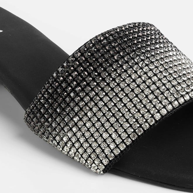 Cheemo Women Black Party Slip Ons (SKU: 92-287-11-37)