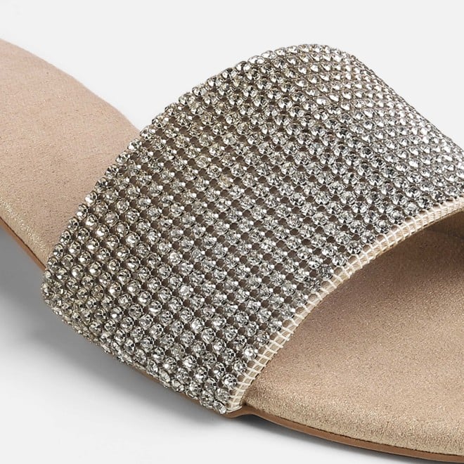 Cheemo Women Gold Party Slip Ons (SKU: 92-287-15-37)