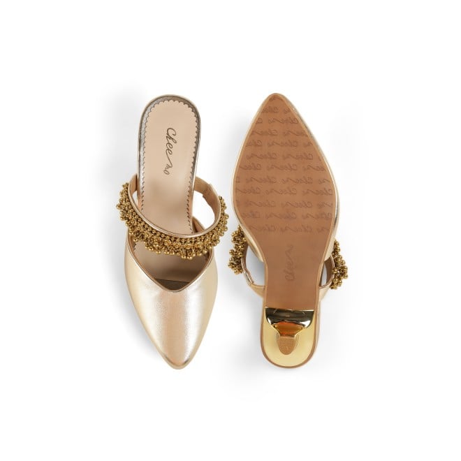 Cheemo Women Gold Wedding Slip Ons (SKU: 92-289-15-40)