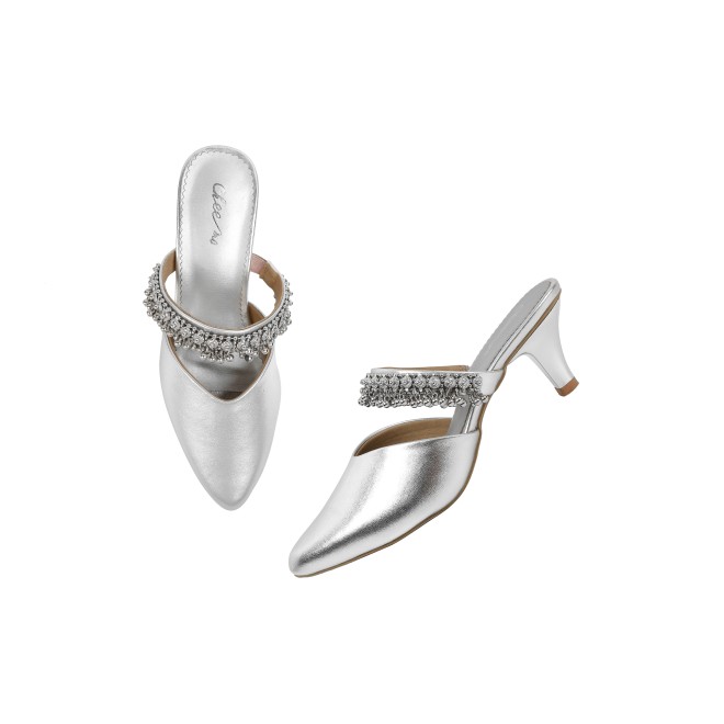 Cheemo Women Silver Wedding Slip Ons (SKU: 92-289-27-37)