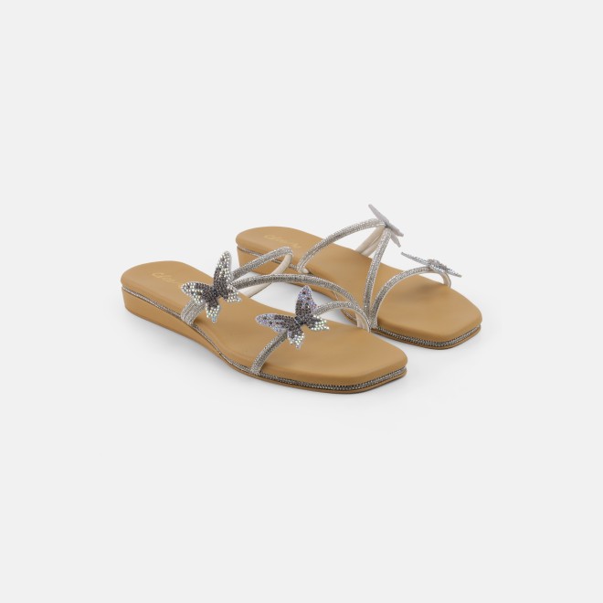 Cheemo Women Silver Casual Slip Ons (SKU: 92-291L-27-42)