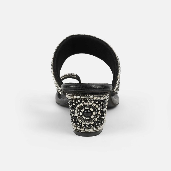 Cheemo Women Black Ethnic Slip Ons (SKU: 92-292-11-37)