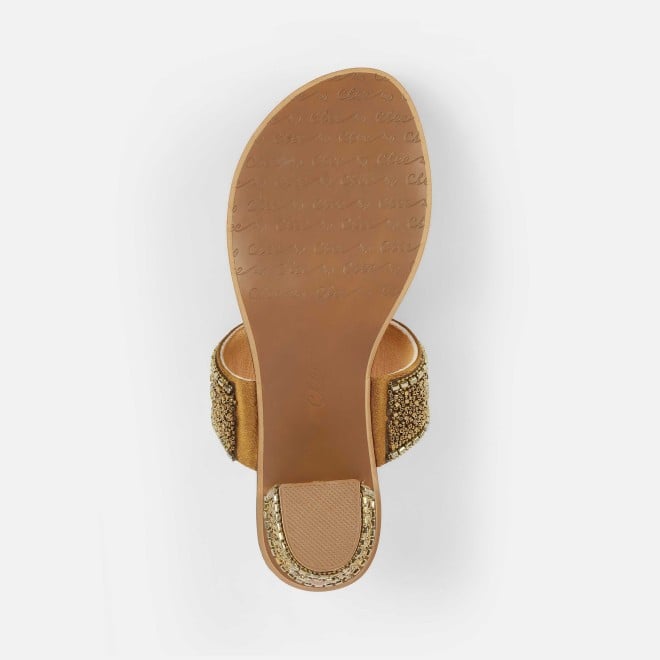 Cheemo Women Antic-gold Ethnic Slip Ons (SKU: 92-292-28-37)