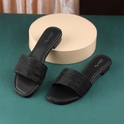 Women Black Casual Slip Ons