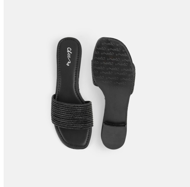 Cheemo Women Black Casual Slip Ons (SKU: 92-301-11-36)