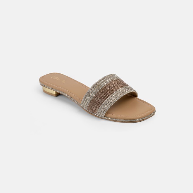 Cheemo Women Gold Casual Slip Ons