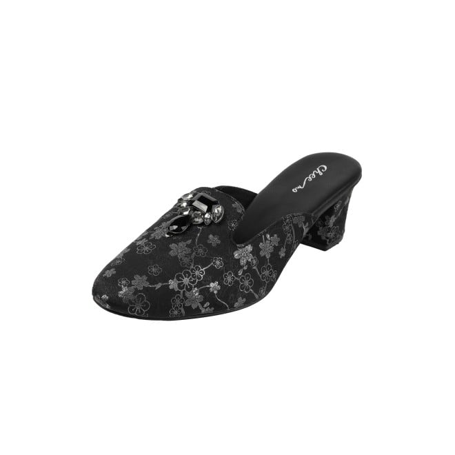 Cheemo Women Black Ethnic Slip Ons (SKU: 92-302-11-37)