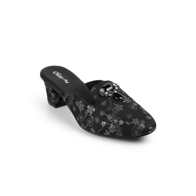 Cheemo Women Black Ethnic Slip Ons (SKU: 92-302-11-37)