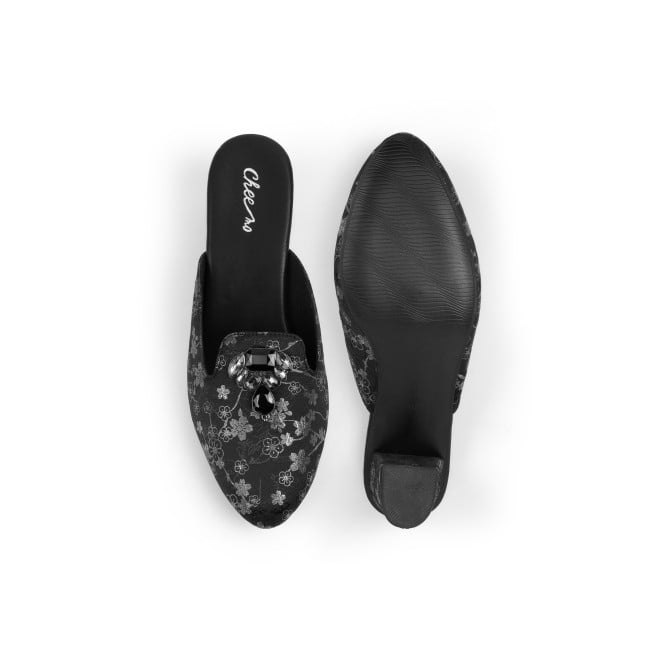 Cheemo Women Black Ethnic Slip Ons (SKU: 92-302-11-37)