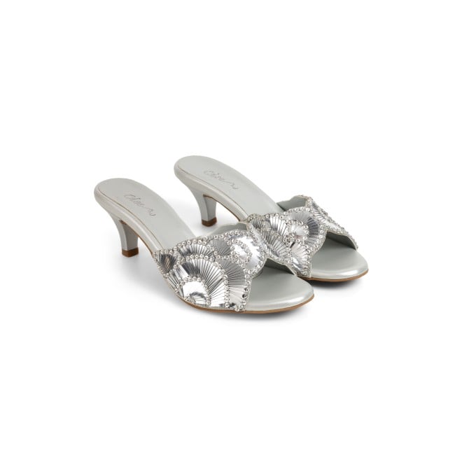 Cheemo Women Silver Party Slip Ons (SKU: 92-315-27-37)