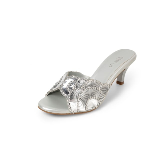 Cheemo Women Silver Party Slip Ons (SKU: 92-315-27-37)
