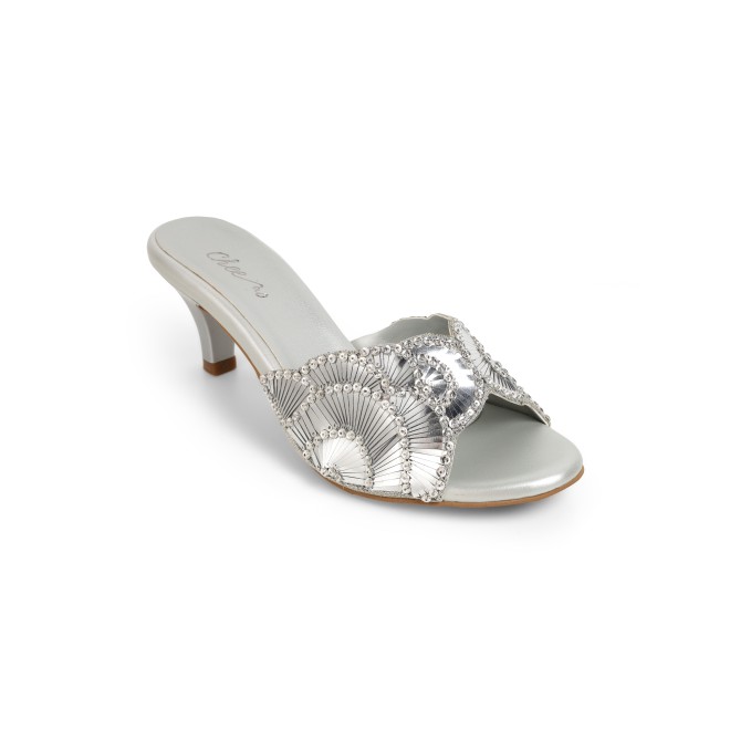Cheemo Women Silver Party Slip Ons (SKU: 92-315-27-37)