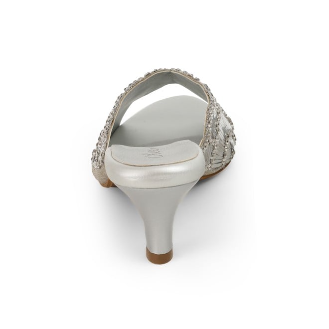 Cheemo Women Silver Party Slip Ons (SKU: 92-315-27-37)