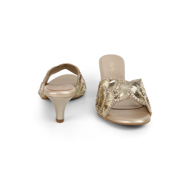 Cheemo Women Gold Party Slip Ons (SKU: 92-315-15-38)