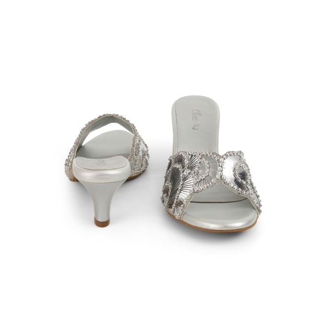 Cheemo Women Silver Party Slip Ons (SKU: 92-315-27-37)