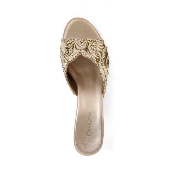 Cheemo Women Gold Party Slip Ons (SKU: 92-315-15-38)