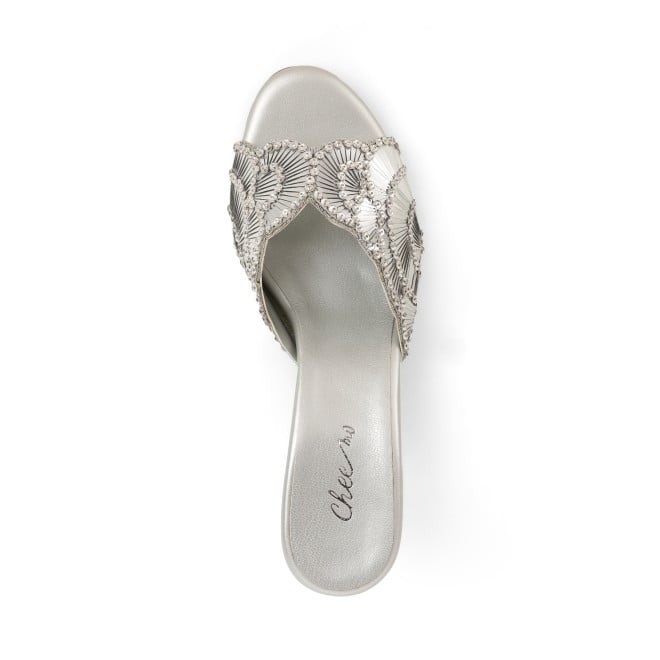 Cheemo Women Silver Party Slip Ons (SKU: 92-315-27-37)