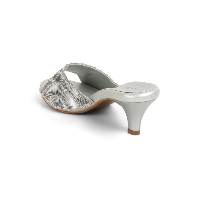 Cheemo Women Silver Party Slip Ons (SKU: 92-315-27-37)