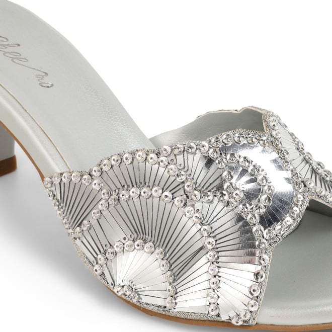 Cheemo Women Silver Party Slip Ons (SKU: 92-315-27-37)