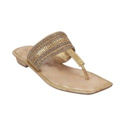 Cheemo Antique-Gold Ethnic Slippers