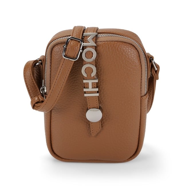 Mochi Women Brown Hand Bags Zip Top Sling
