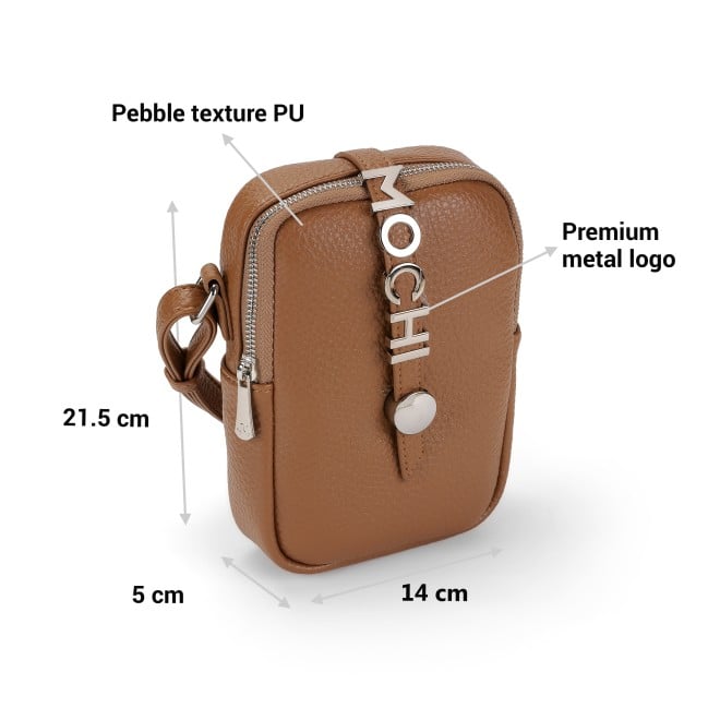 Mochi Women Brown Hand Bags Zip Top Sling (SKU: 95-156-12-10)